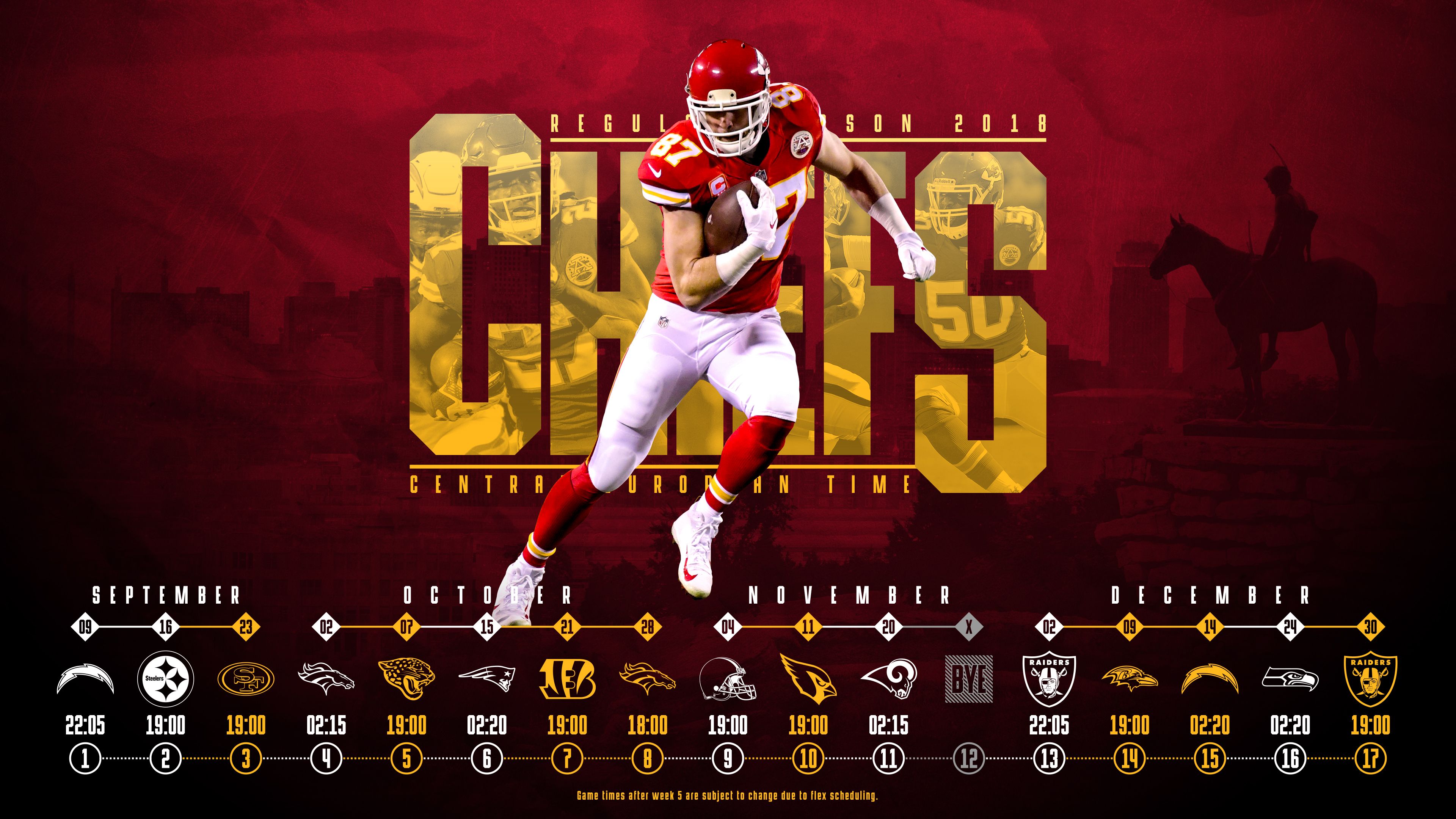 Schedule wallpaper for the Kansas City Chiefs Regular Season 2018