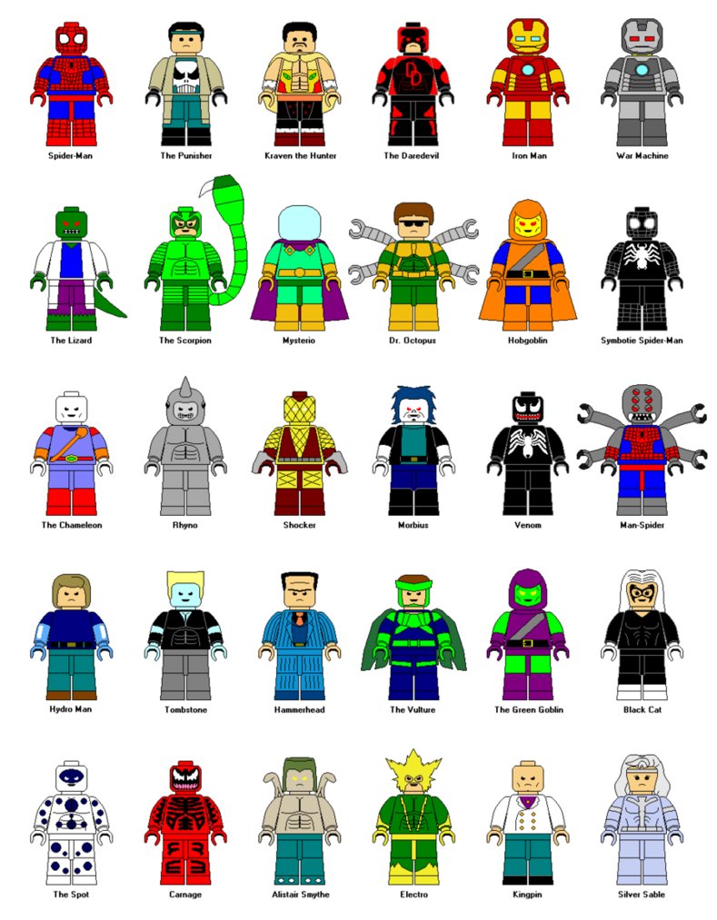 LEGO Spider Man characters by Gamekirby on