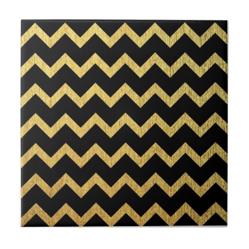 Black And Gold Chevron Ceramic Tiles