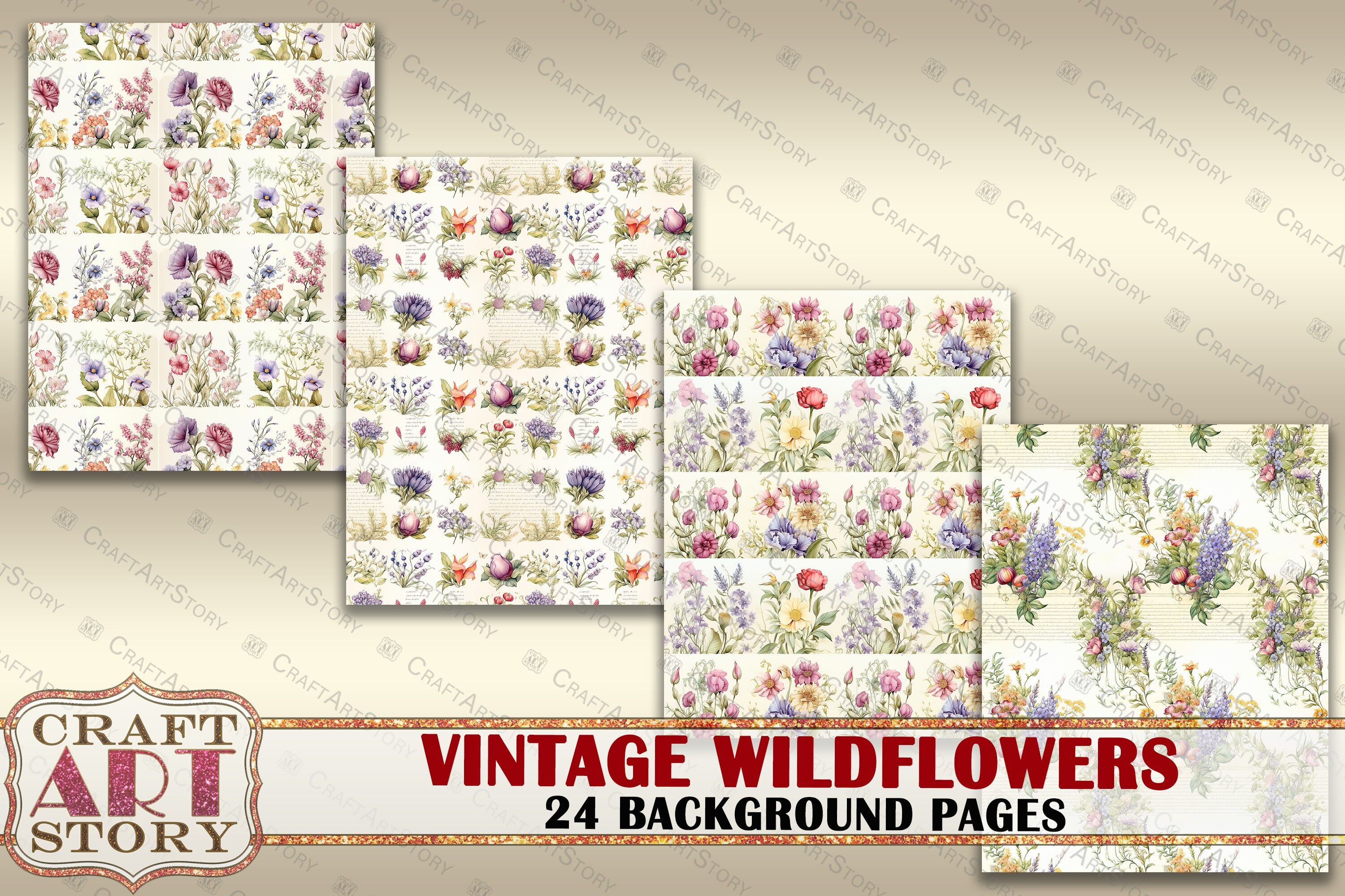 Vintage Wildflowers Background S Botanical Picture By Craftartstory Wallpaper