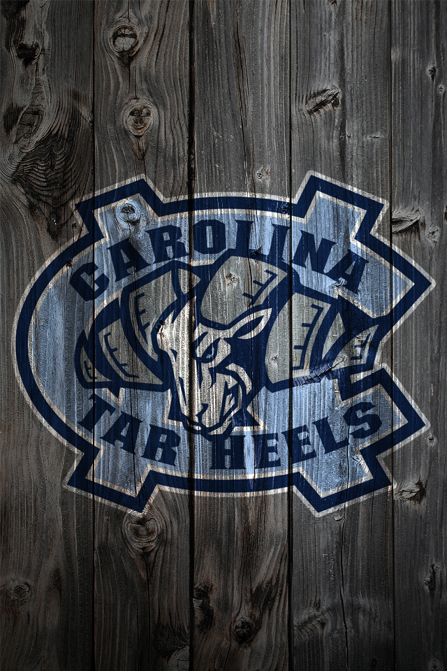 North Carolina Tar Heels Logo On Wood Background iPhone Wallpaper