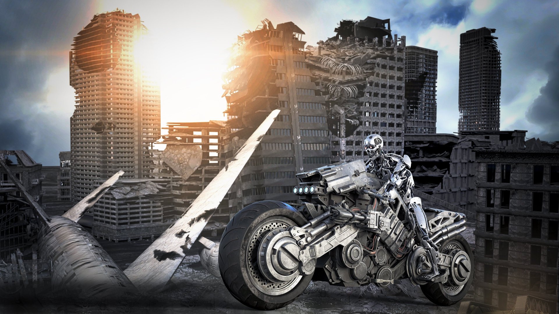 Terminator Aftermath 3d Desktop HD Wallpaper