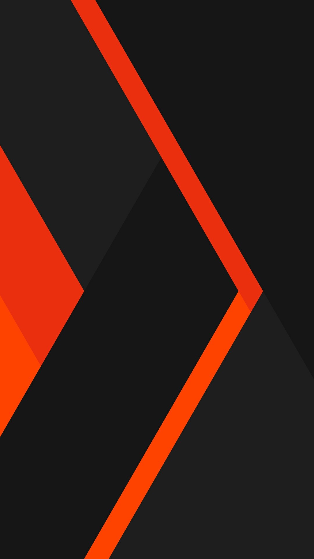 Abstract AMOLED 4K wallpaper with vibrant orange and deep black geometric shapes