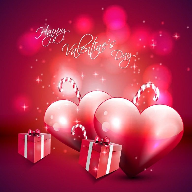 Happy Valentines Day Background Hearts On Red