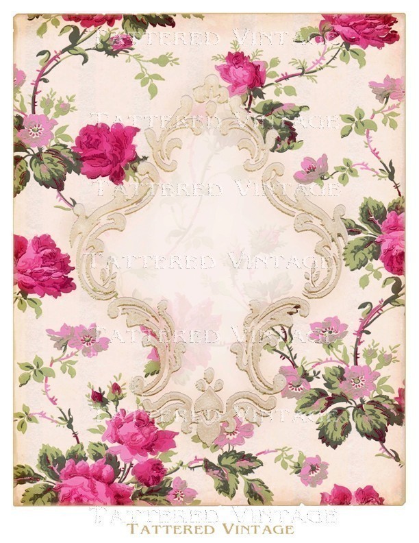 Romantic Victorian Flocked Frame On Roses By Tatteredvintage