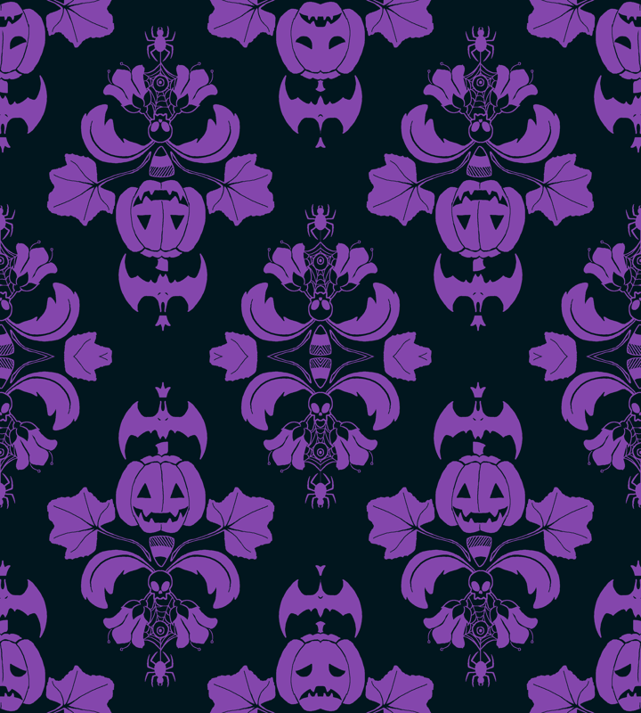 Black And Purple Damask Wallpaper Jack O Lantern