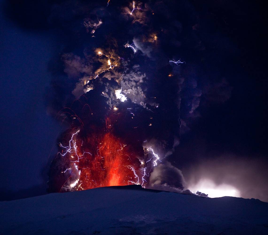 Iceland Volcano Lightning HD Wallpaper