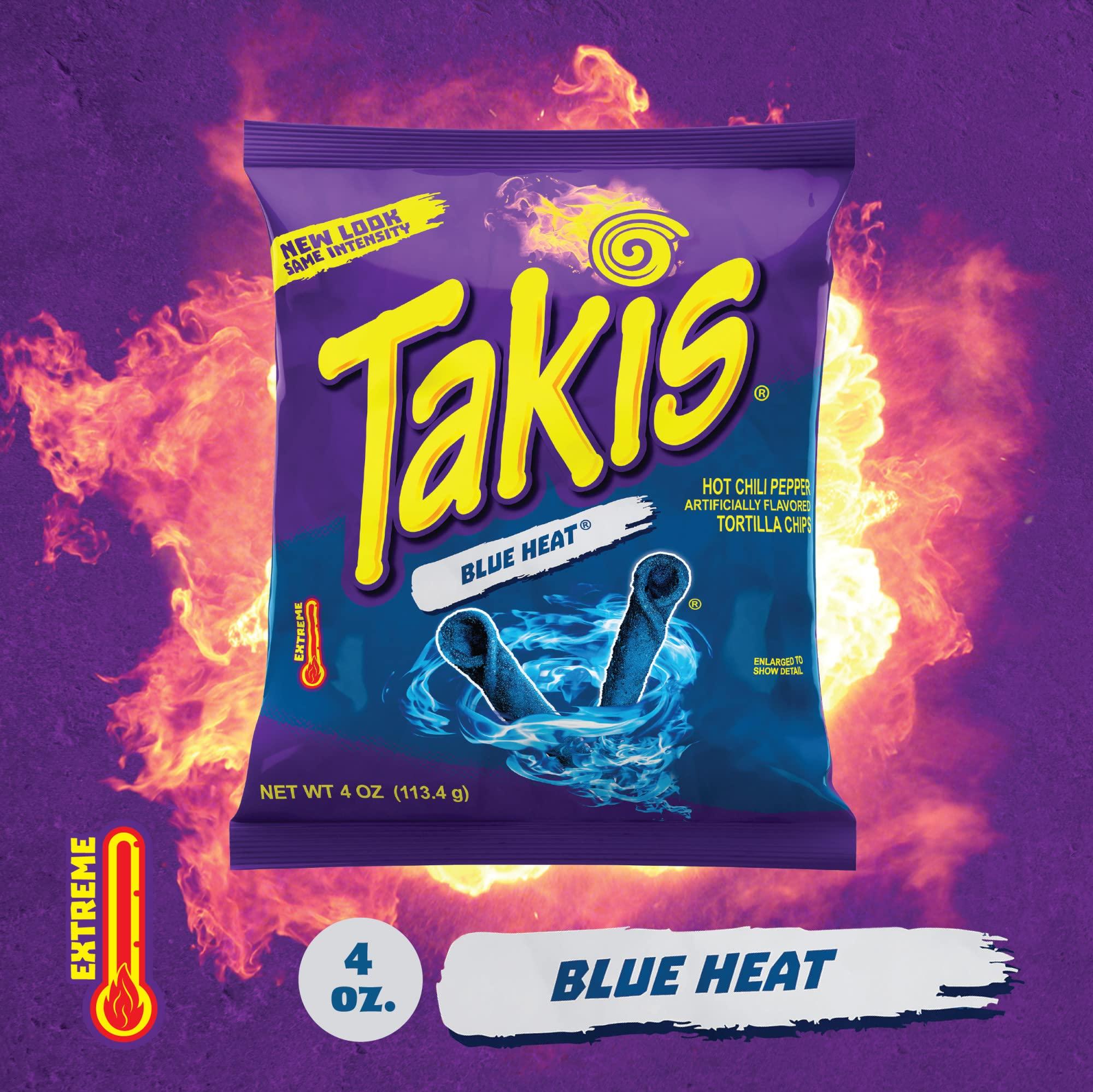 Amazoncom Takis Blue Heat Rolled Tortilla Chips Hot Chili
