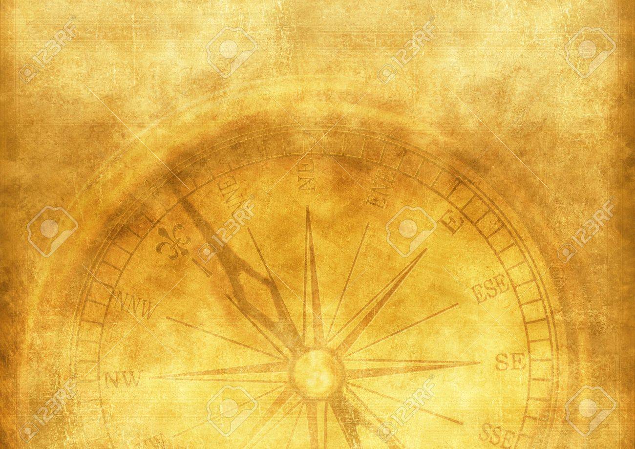 Vintage Adventure Background With Vintage Compass Aged Paper