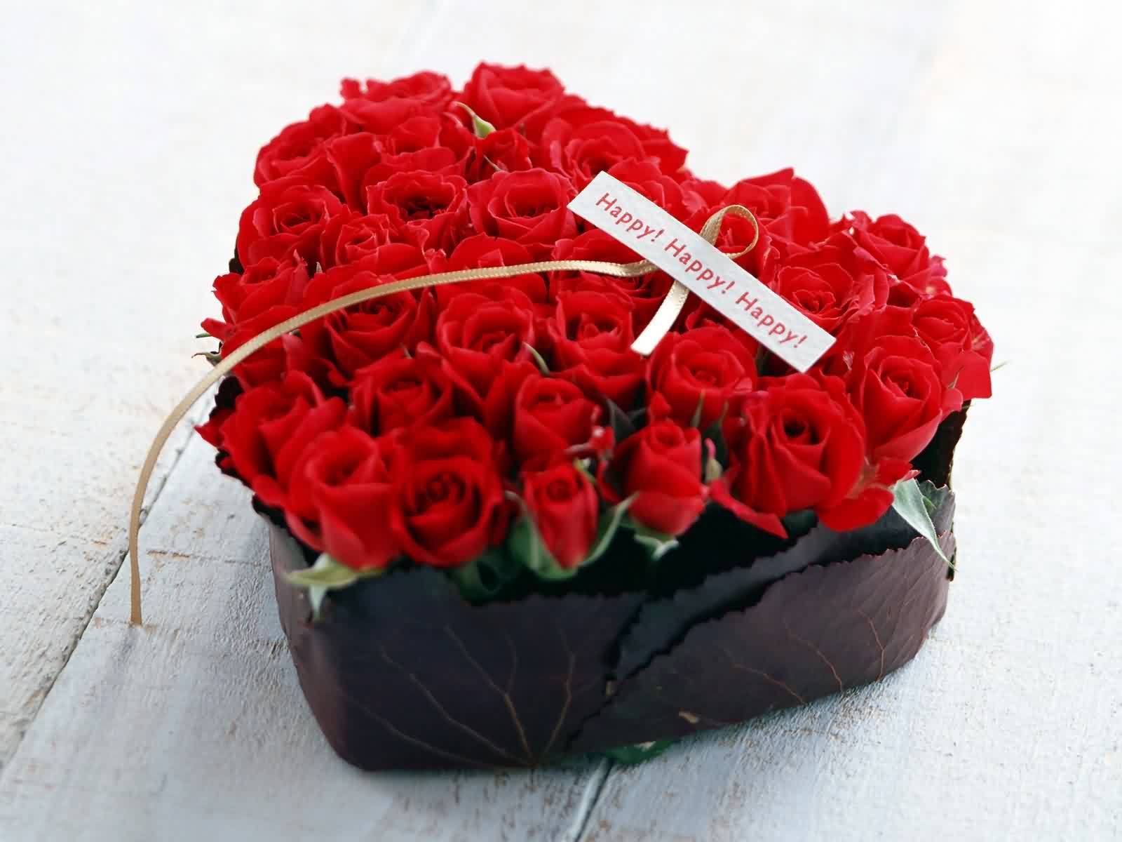 Flowers Wallpaper Red Roses Heart Shape Gift