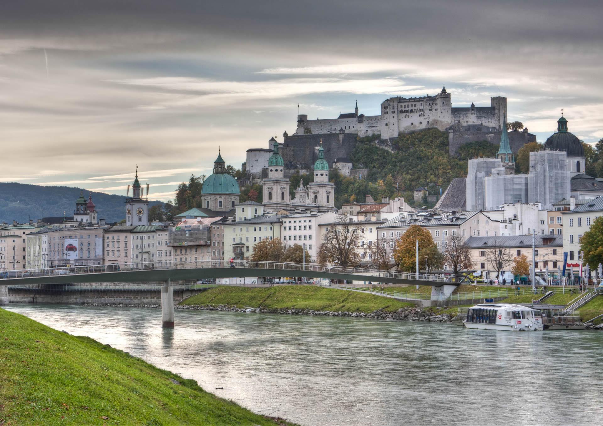 Bridge In The City Of Salzburg Austria Desktop Wallpaper