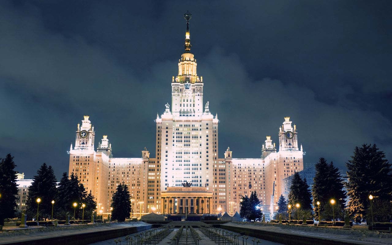 Wallpaper And Pictures Moscow State University At Midnight