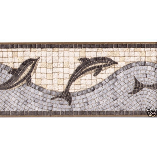 Free download DOLPHIN MOSAIC TILE WAVE WALLPAPER BORDER All 4 Walls