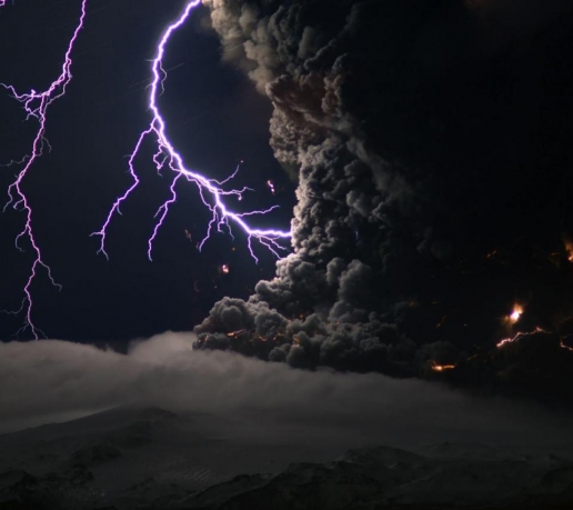 Volcanic Lightning Storm Desktop Wallpaper