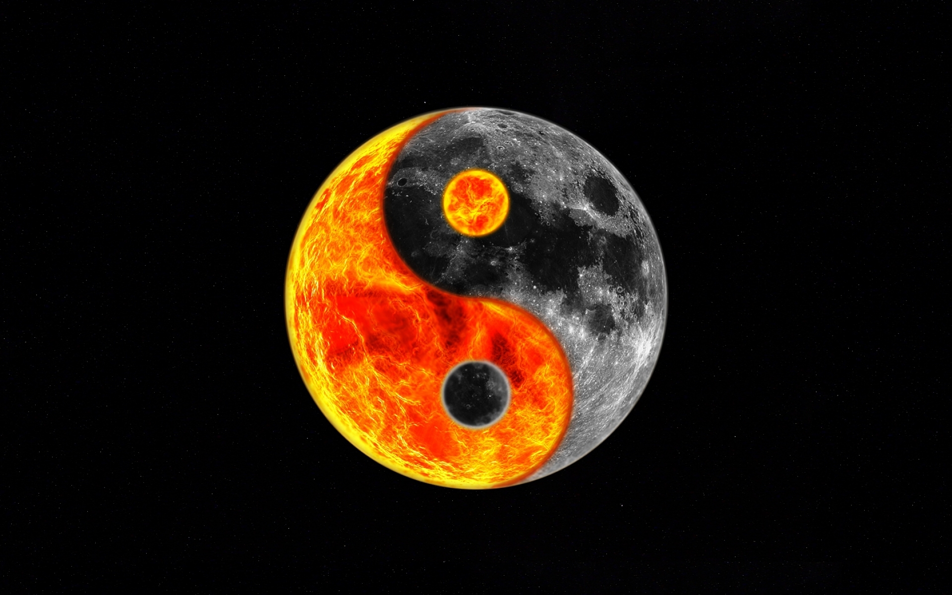 Moon Yin Yang Photomanipulations Wallpaper
