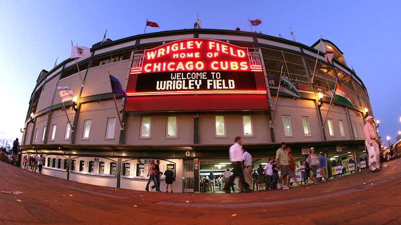 Wrigley Field At Night Wallpaper In Itself Is A Stadium