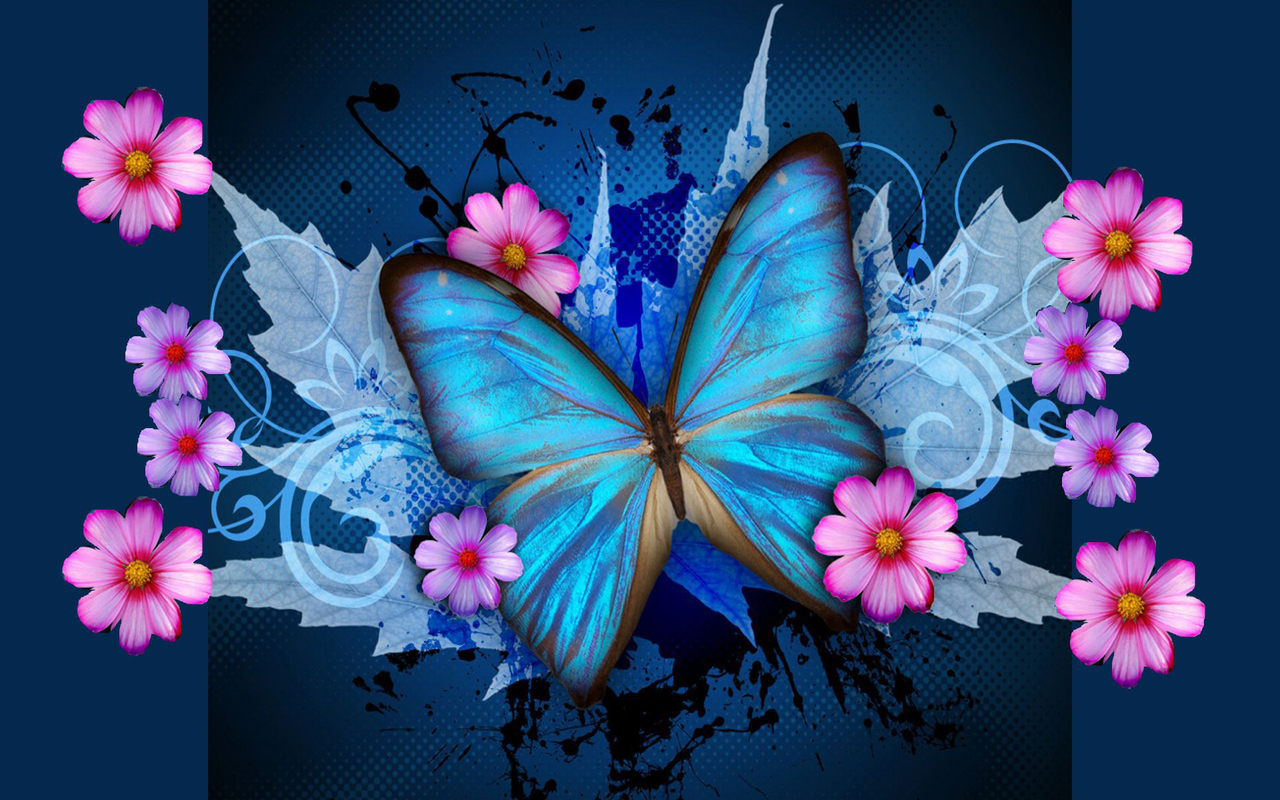 Galaxy Desktop Wallpaper Blue Butterfly