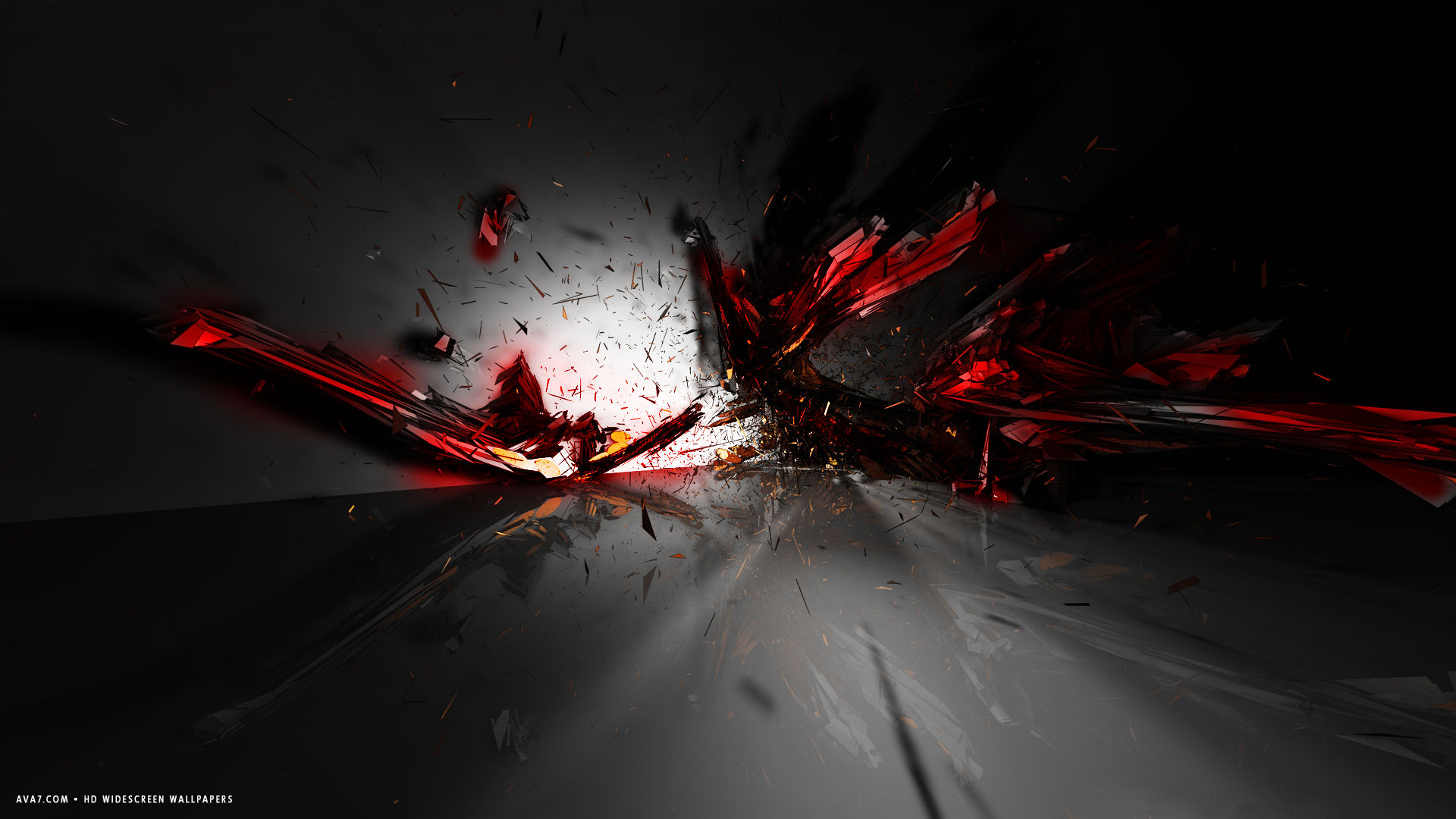 3d Abstract Red Black Explosion Impressive HD Widescreen Wallpaper