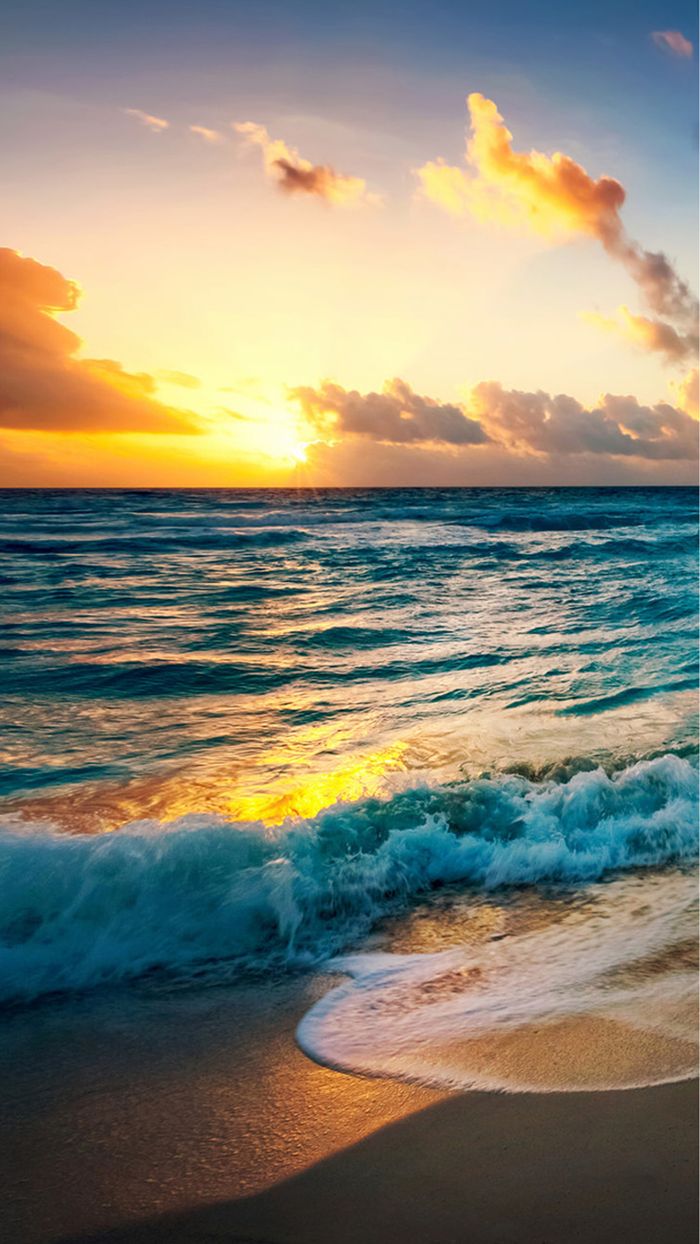 HD Lock Screen The Beach At Sunset Galaxy S7 Wallpaper