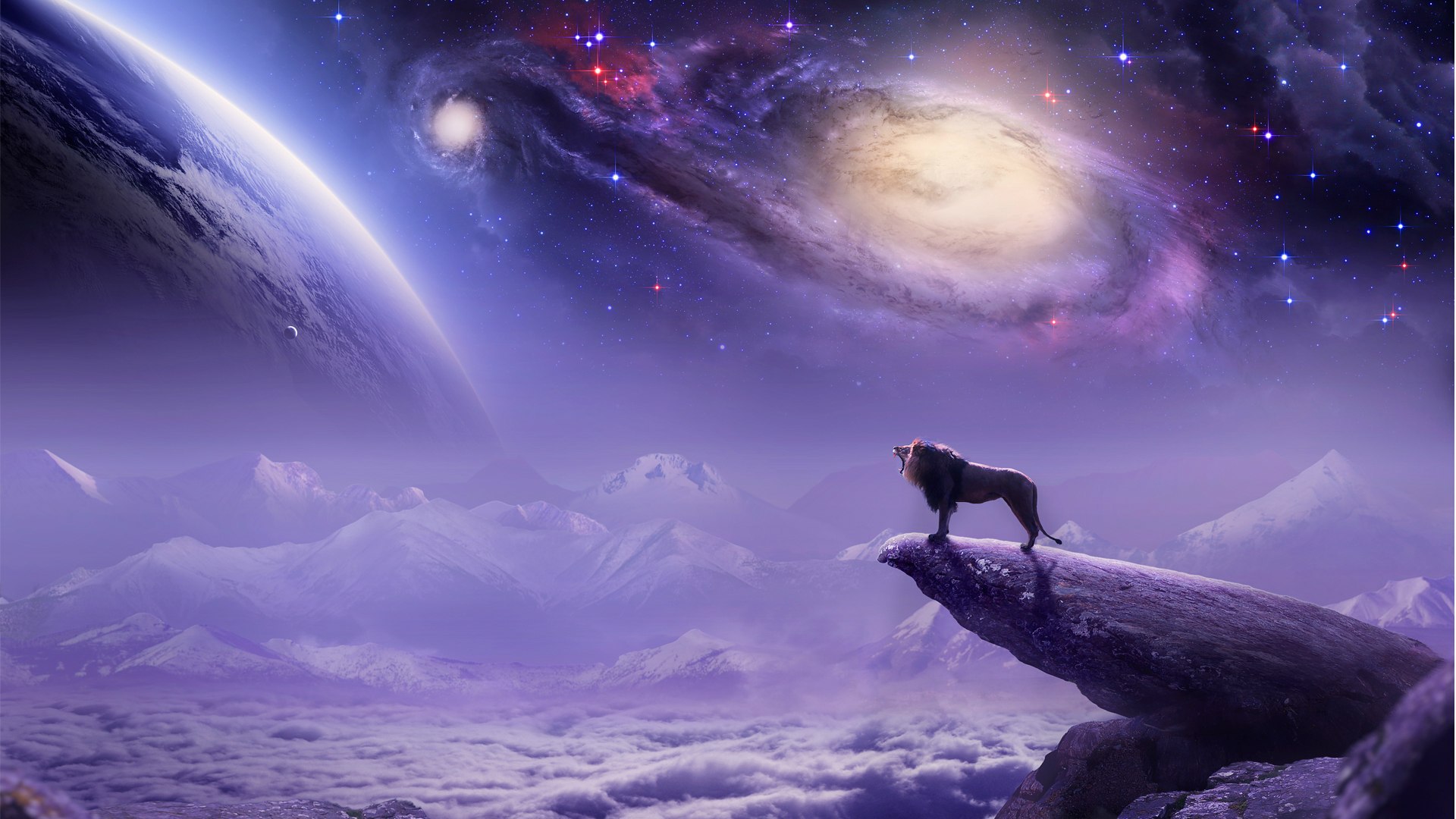 Lion On A Background Galaxy Wallpaper And Image