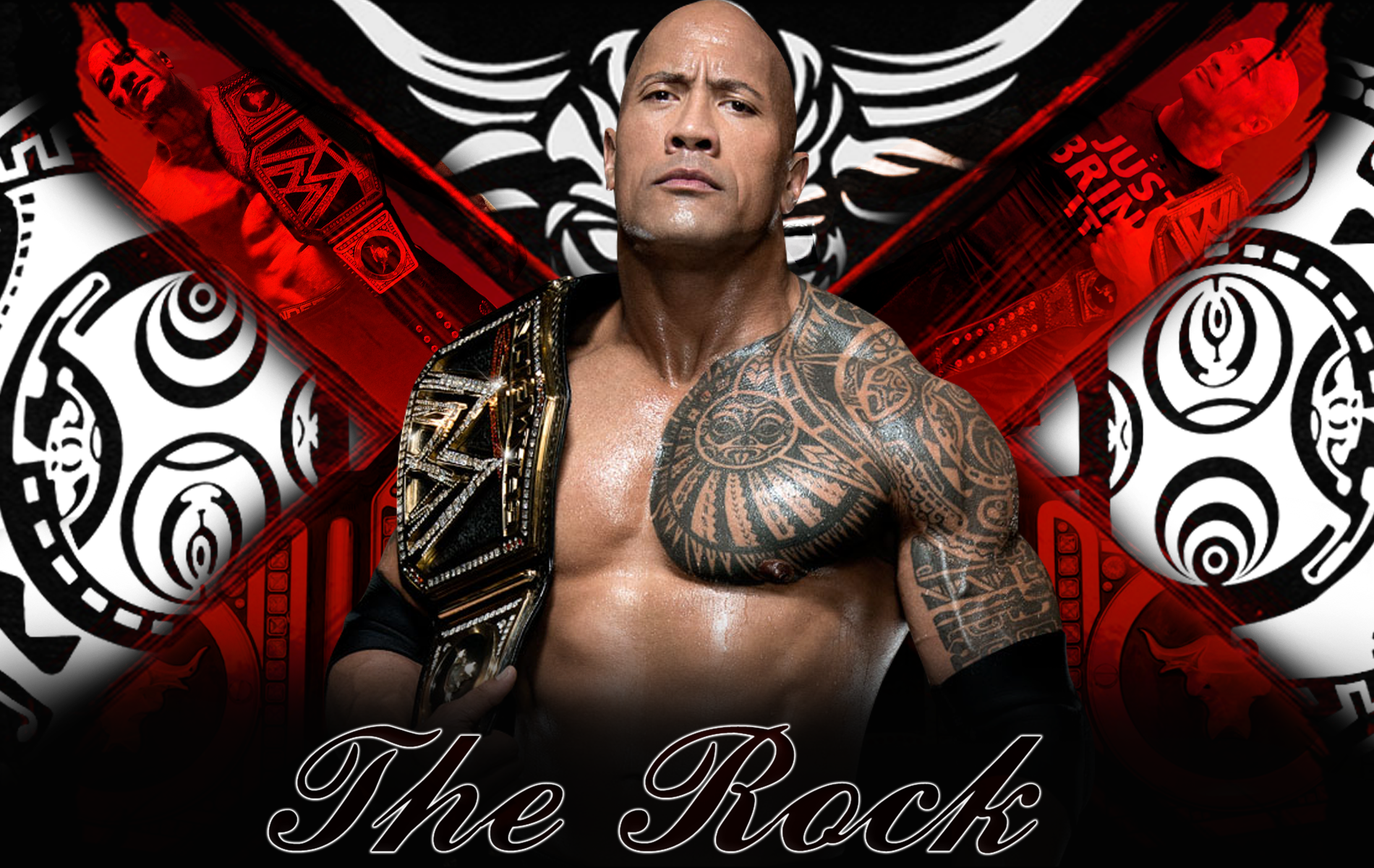 Free download The Rock With New WWE Championship Title Wallpaper
