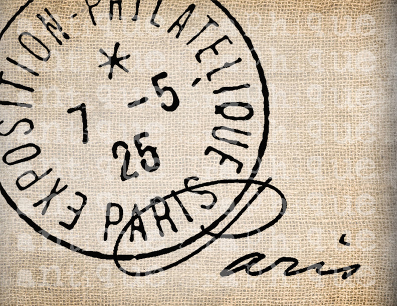 Antique Paris Postmarks Label Script Ornate By Antiquegraphique