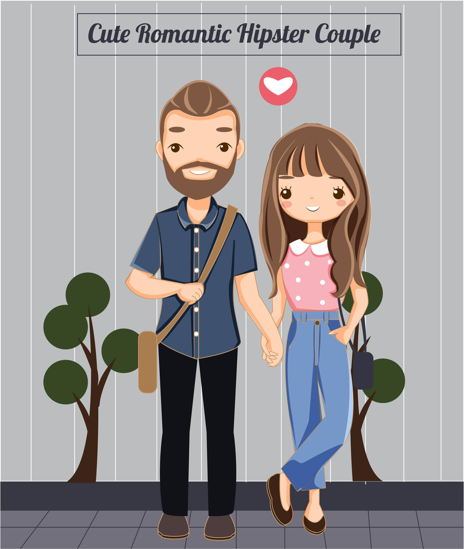 Cute Couple Cartoon Wallpaper