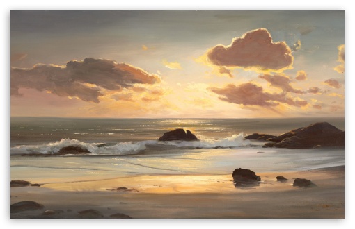 Beach Painting HD Desktop Wallpaper Widescreen Fullscreen Mobile