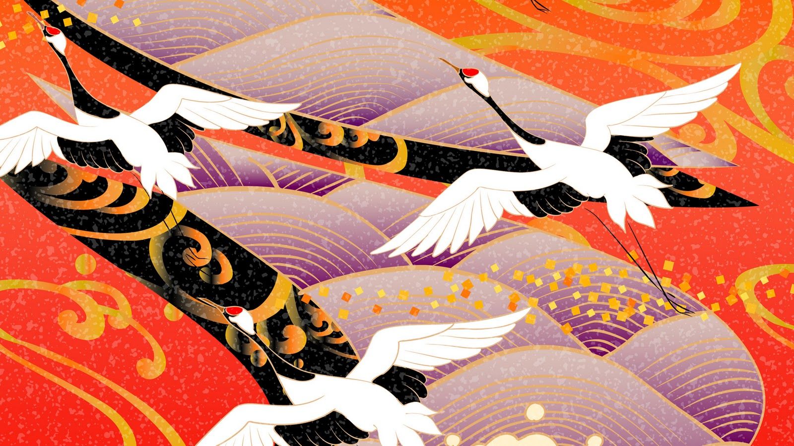 Japanese Crane Birds Wallpaper Top