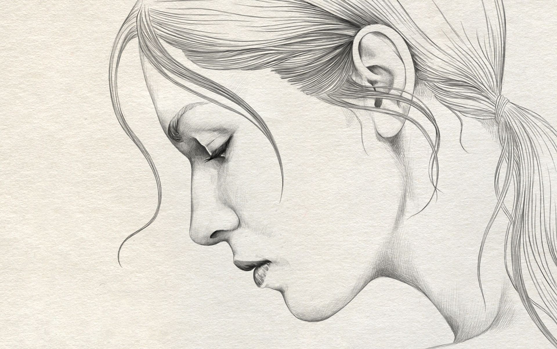 Beatiful Sketch Drawing Woman Face Profile Pencil Sketches