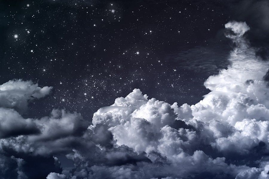 Starry Night Clouds Wall Mural Sky Wallpaper