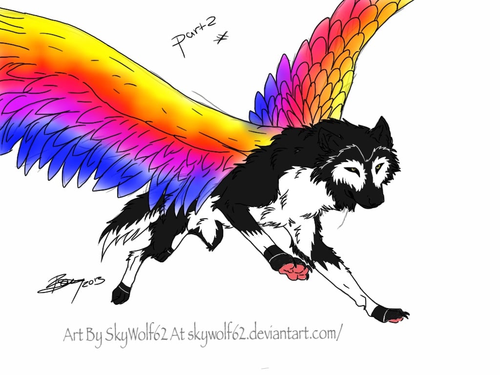 Flying Rainbow Wolf by Chibi Cola SkyWolf62 on