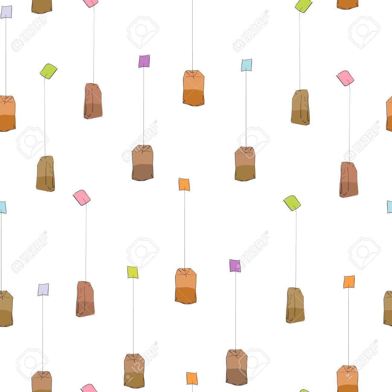 Simple Tea Bags Pattern Over Transparent Background Royalty