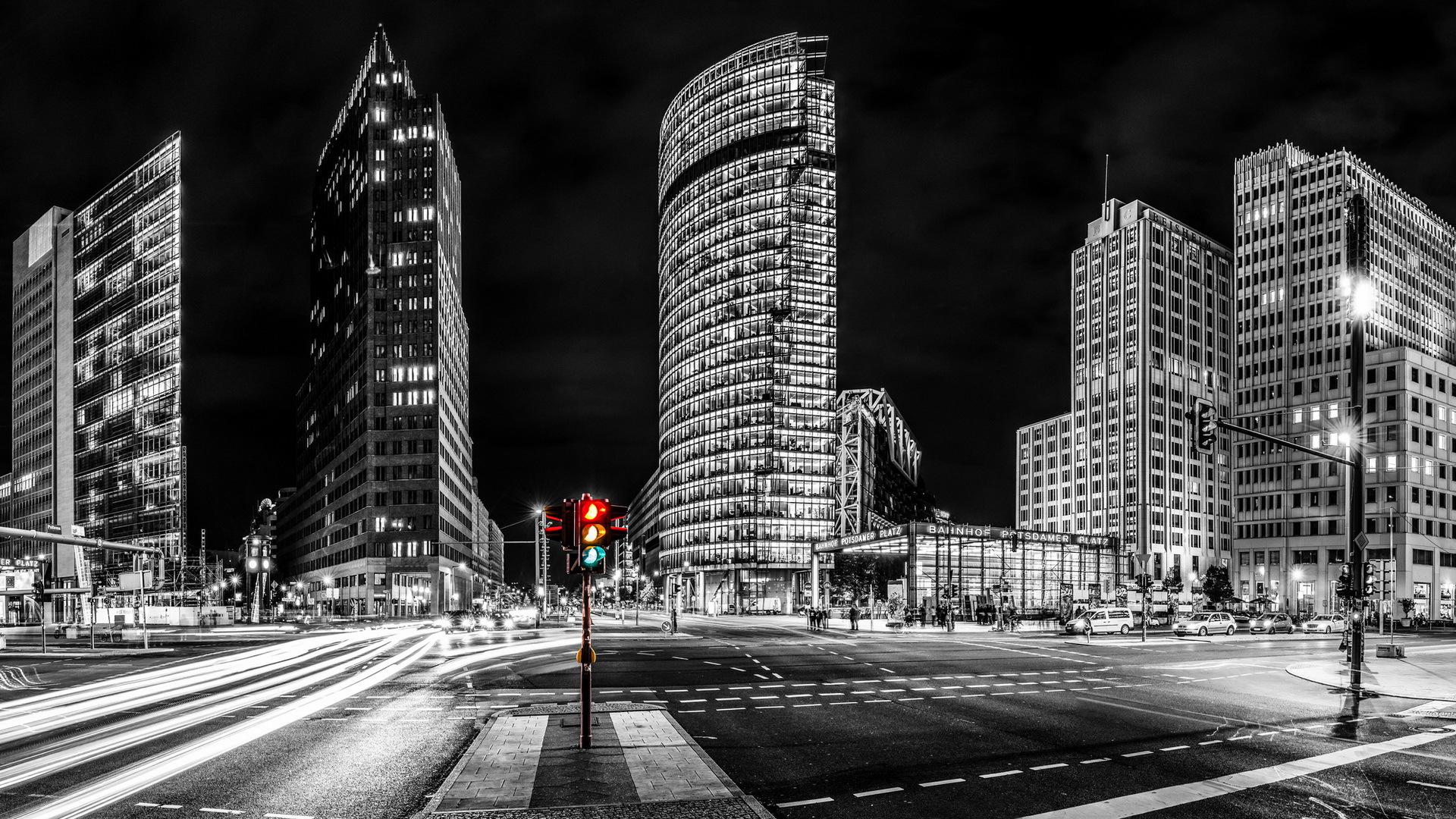 Berlin At Night In Black And White High Quality