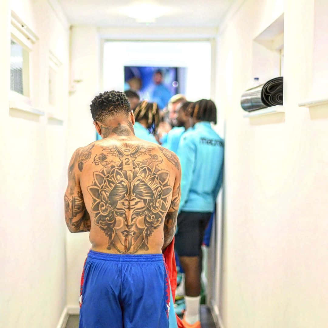 Football Player Nathaniel Clyne Back Tattoos Wallpaper