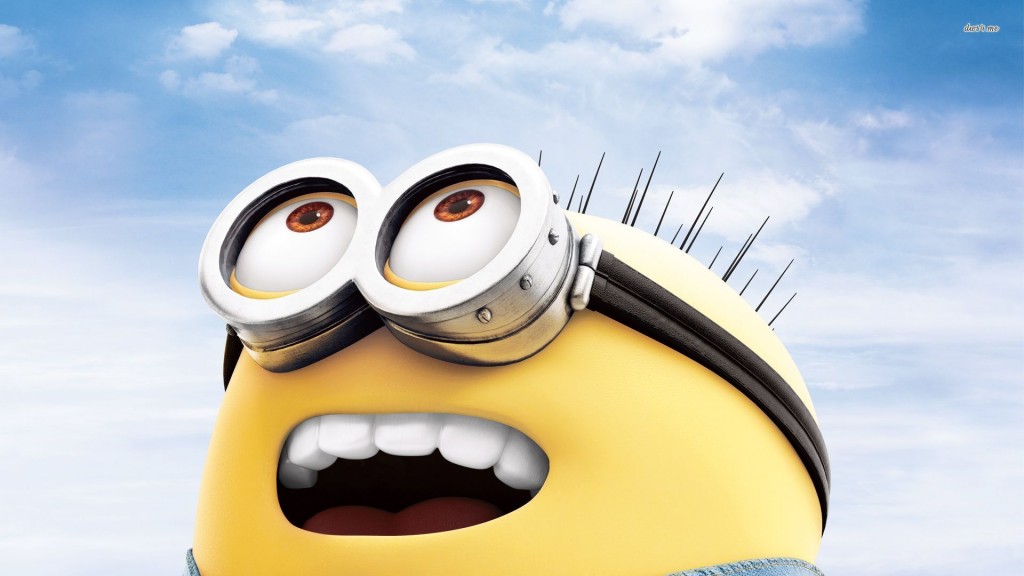 cute Minions desktop wallpaper features a hopeful and happy minion