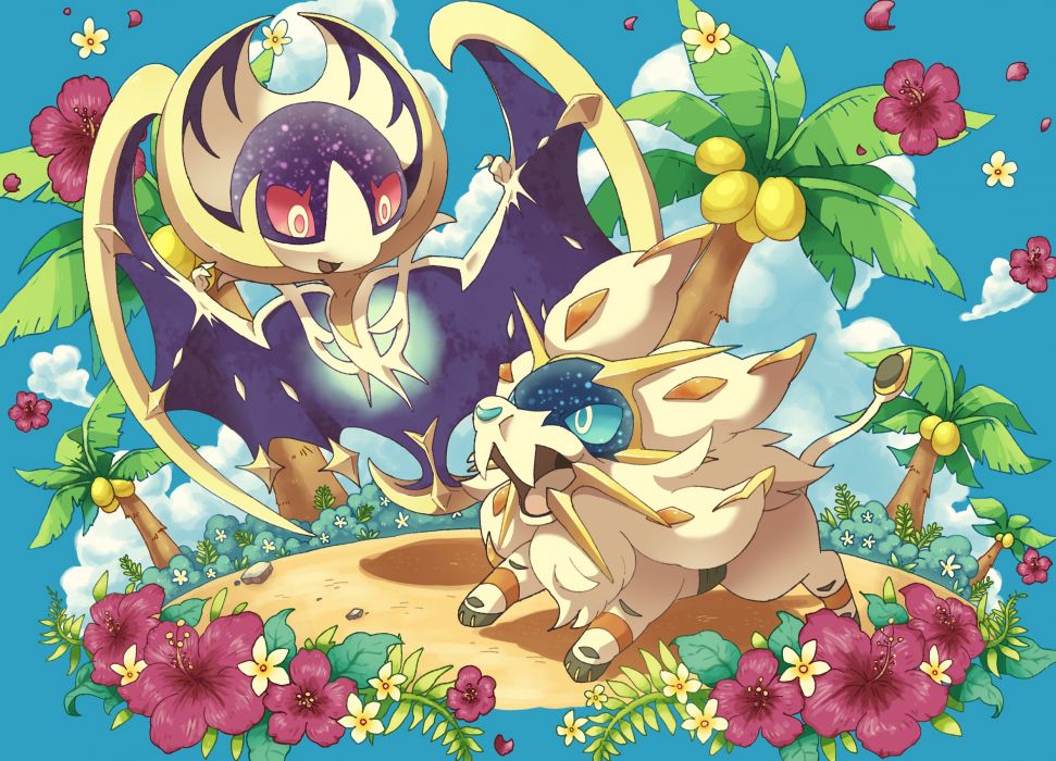 Pokemon Lunala Solgaleo Hibiscus Day Wallpaper