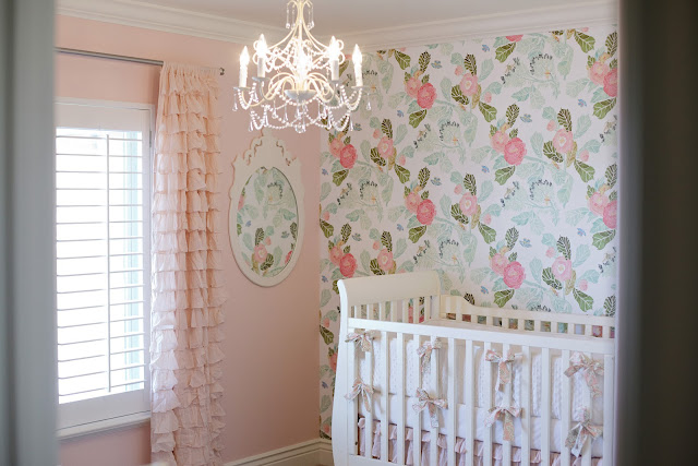 Pink Wallpapered Nursery Spearmint Baby