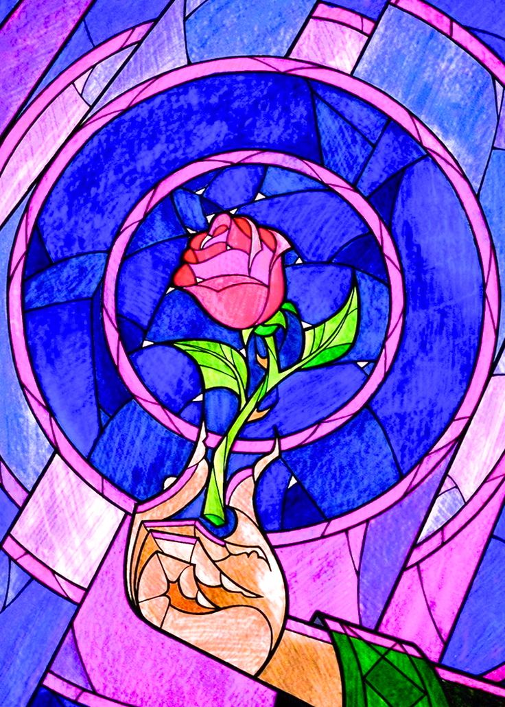 Stained Glass Rose Enchanted Disney Wallpaper