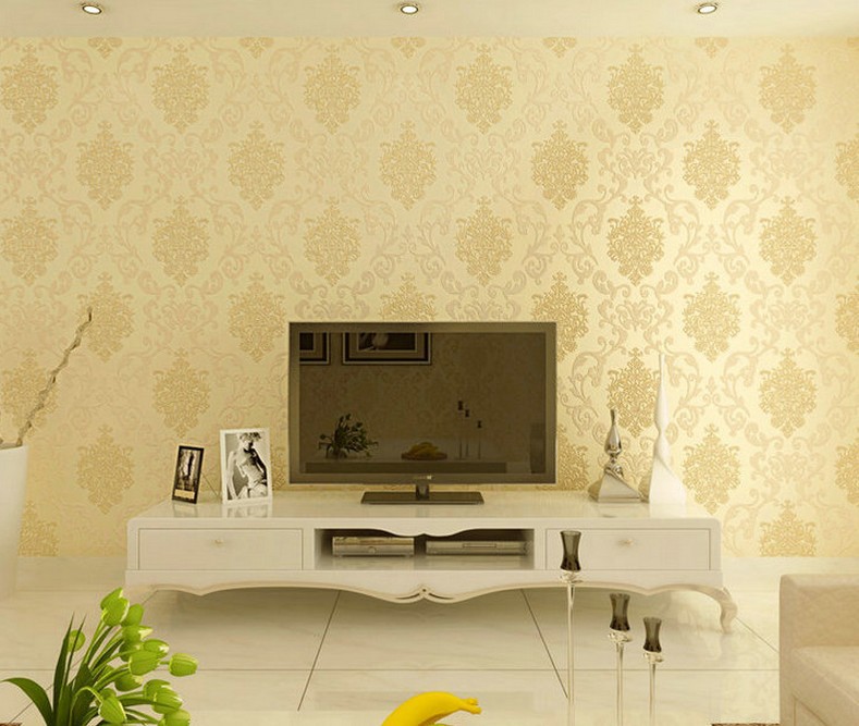 European Silver Blue non woven Wallpaper Living Room TV Background