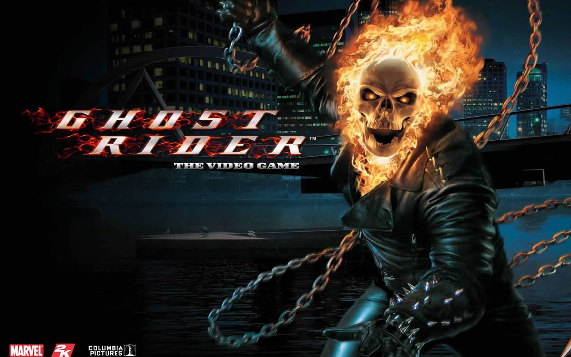 Flaming Skull Superhero Games Wallpaper Image Featuring Ghost Rider