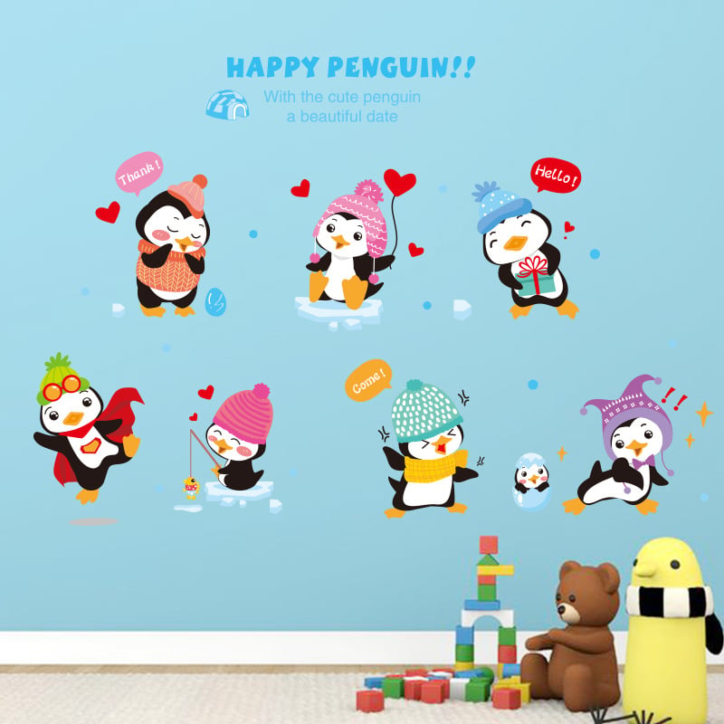 Happy Penguin Wall Art Decal Sticker With The Cute Penguin A