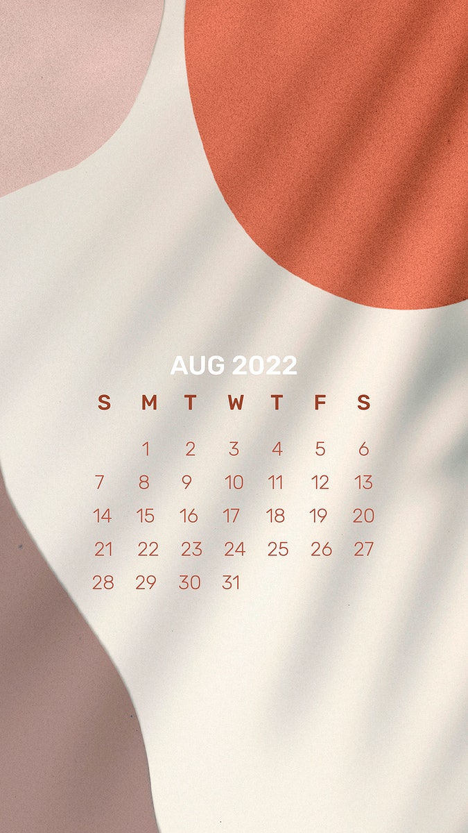 Aesthetic 2022 August calendar mobile Photo   rawpixel 675x1200