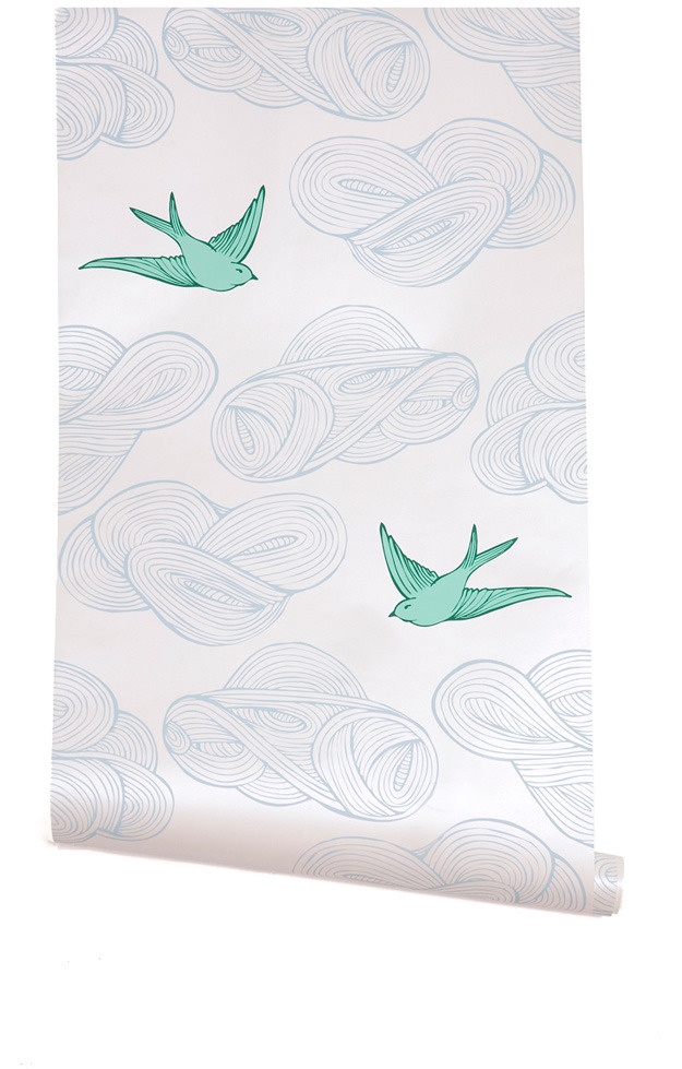 Wallpaper In White And Turquoise By Julia Rothman For Hygge West