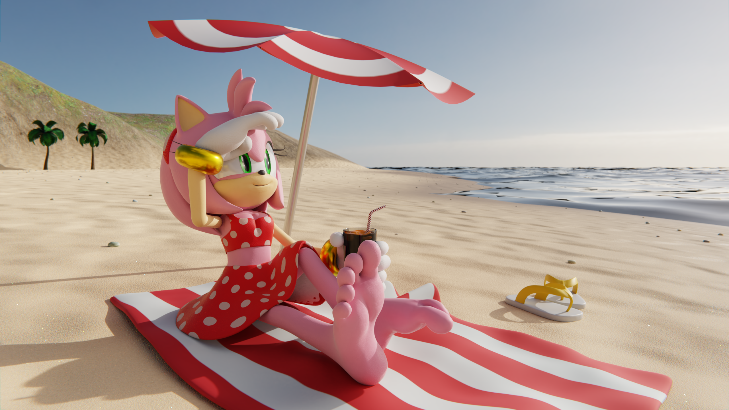 3d Amy At The Beach Wallpaper By Feetymcfoot Fur Affinity