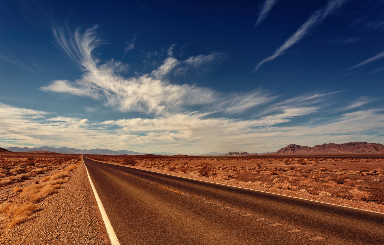 Wallpaper Clouds Road Mountains Horizon Desert Asphalt The