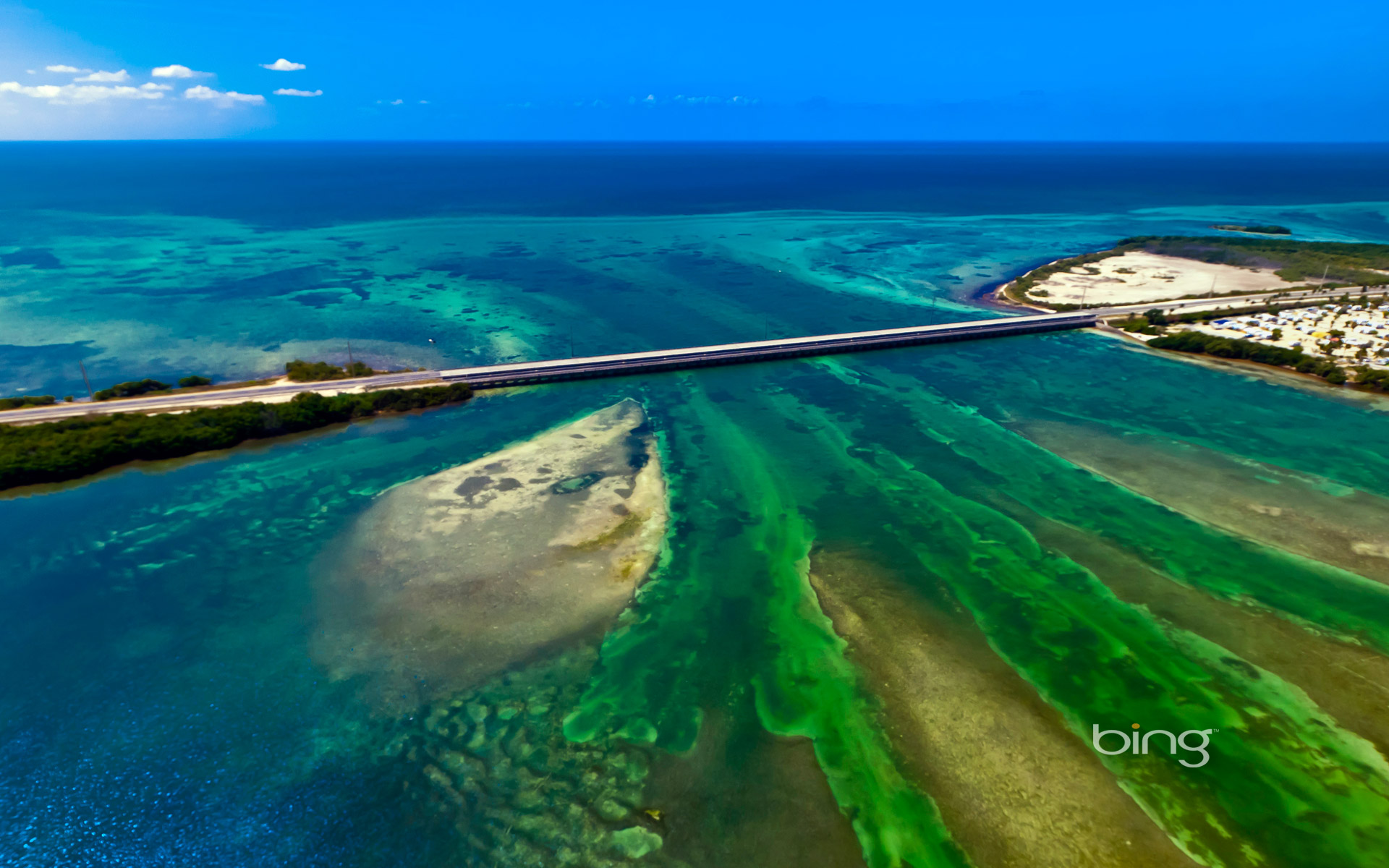 Aerial view of the Seven Mile Bridge Florida Keys Florida HD