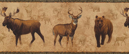 Wallpaper Border Bear Moose Elk Nm6633b
