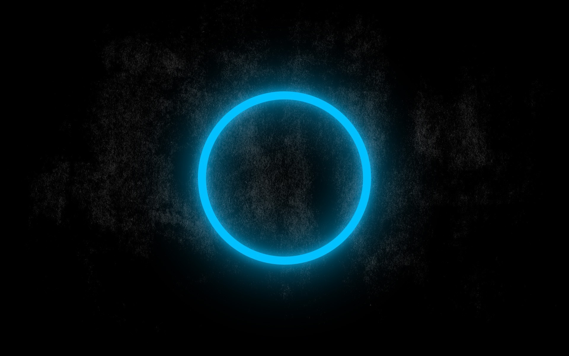 A minimalist neon blue circle glowing against a dark, textured background, perfect for a tech-inspired wallpaper