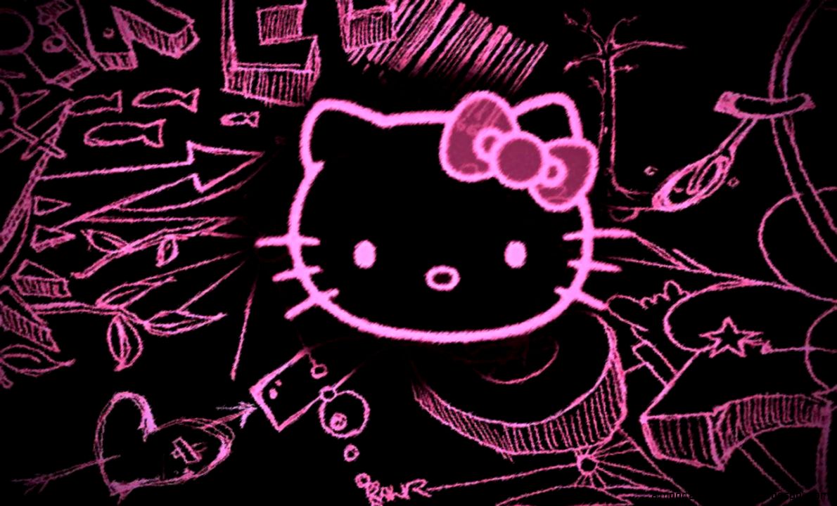 Hello Kitty Black Background Desktop Wallpaper Important